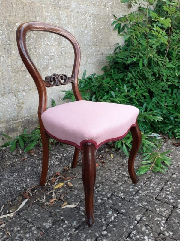Set of 4 walnut balloon back dining chairs circa 1880. - Image 3