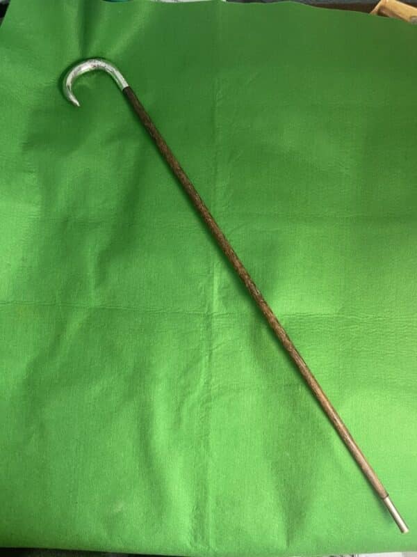 Crook Silver handled walking stick / cane, 1921 Antique Silver 3