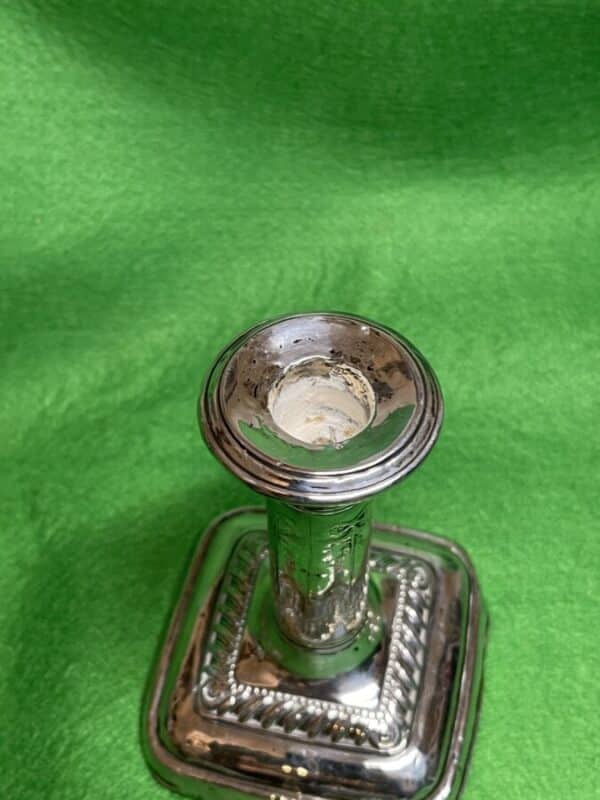 Silver Candle Stick with Bow Bells design, 1910 Sheffield Antique Silver 5