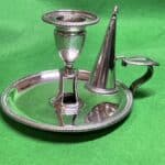 George III Silver Chamber Stick and Snuffer Hallmarked London 1803 John Emes Antique Silver
