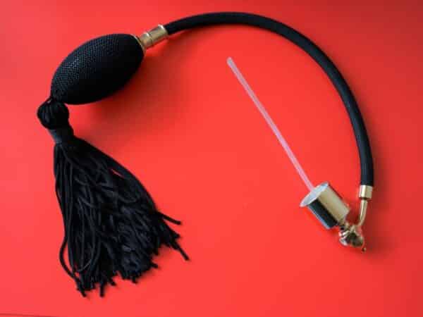 A Vintage 50s Glass Bottle Perfume / Scent Atomiser With black Pump & Tassel - Image 5