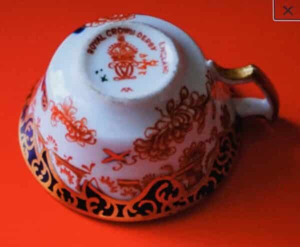 Circa:- 1890s ROYAL CROWN DERBY Miniature Imari Coffee Can & Saucer – Porcelain / Bone China Antique Royal Crown Derby Antique Ceramics 4