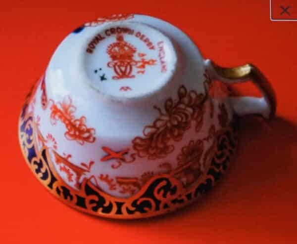 Circa:- 1890s ROYAL CROWN DERBY Miniature Imari Coffee Can & Saucer - Porcelain / Bone China - Image 2