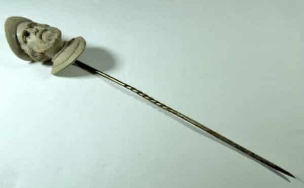 Antique Hand Carved Lava Stick Pin - Image 2