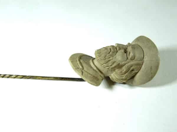 Antique Hand Carved Lava Stick Pin - Image 4