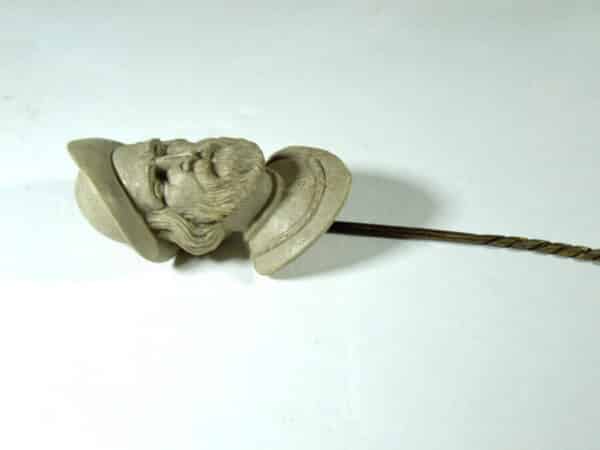 Antique Hand Carved Lava Stick Pin - Image 3