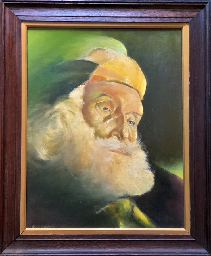 Early 1900s Oil Portrait Painting Of An Elderly Bearded Indian Gent