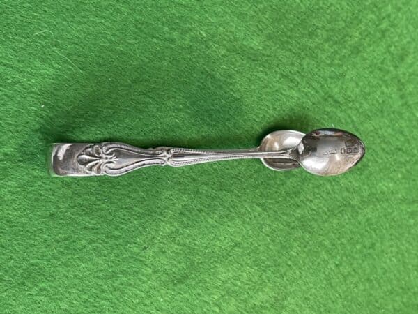 Set of 6 Silver Teaspoons with Sugar Tonges,1917, Birmingham by A.J. Bailey Antique Silver 8
