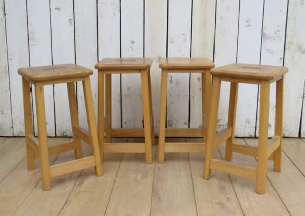 Set Of Four School Lab Bar Stools Bar Antique Furniture 9