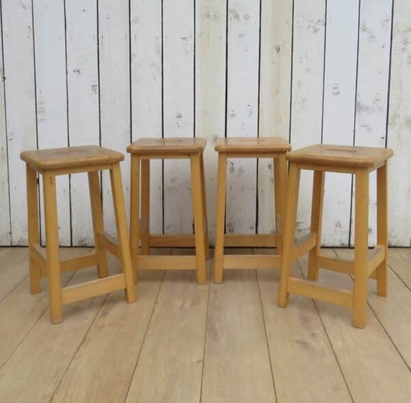 Set Of Four School Lab Bar Stools Bar Antique Furniture 3