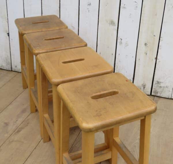 Set Of Four School Lab Bar Stools Bar Antique Furniture 4