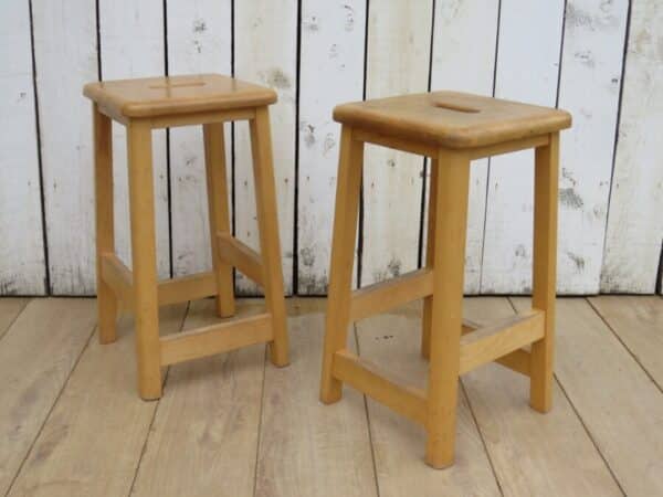 Set Of Four School Lab Bar Stools Bar Antique Furniture 7