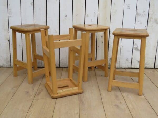 Set Of Four School Lab Bar Stools Bar Antique Furniture 6