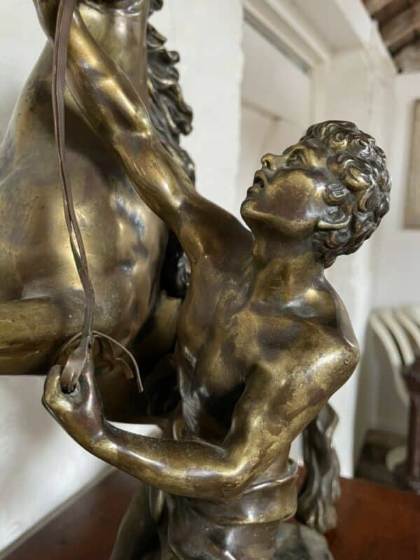 A FINE PAIR OF GILT-BRONZE MODELS OF THE MARLEY HORSES. - Image 3