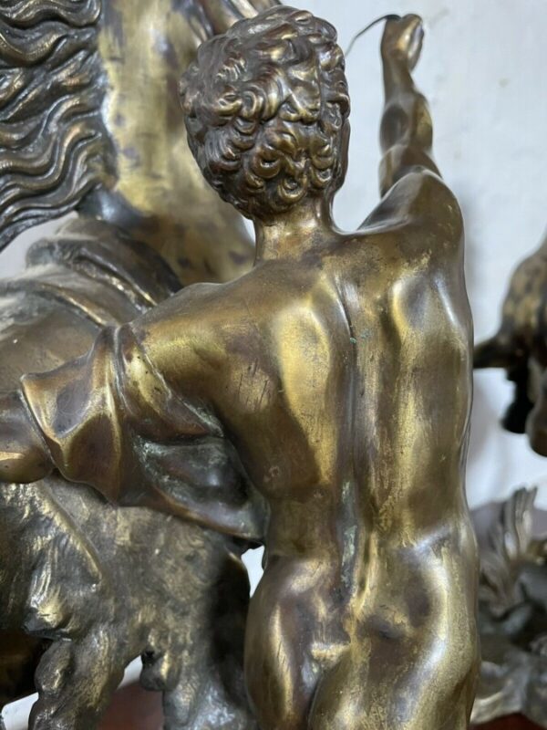 A FINE PAIR OF GILT-BRONZE MODELS OF THE MARLEY HORSES. - Image 4