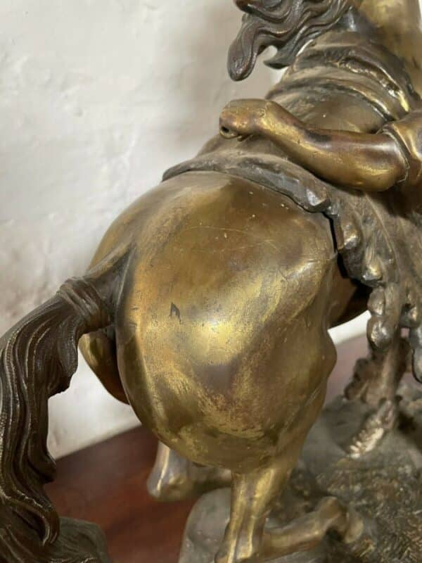 A FINE PAIR OF GILT-BRONZE MODELS OF THE MARLEY HORSES. Antique Sculptures 7