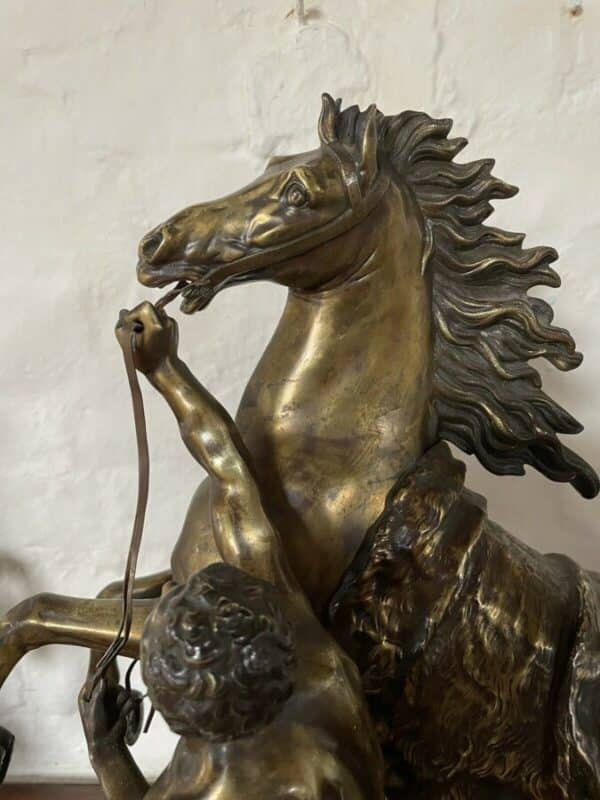 A FINE PAIR OF GILT-BRONZE MODELS OF THE MARLEY HORSES. - Image 8