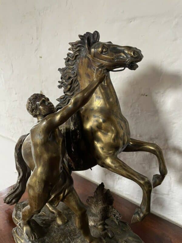 A FINE PAIR OF GILT-BRONZE MODELS OF THE MARLEY HORSES. Antique Sculptures 13