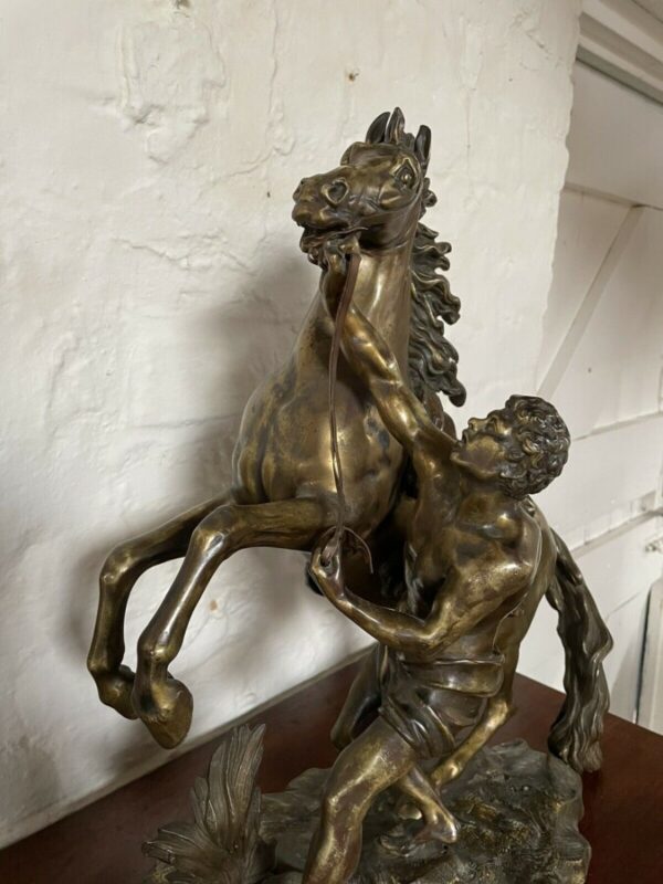 A FINE PAIR OF GILT-BRONZE MODELS OF THE MARLEY HORSES. Antique Sculptures 14
