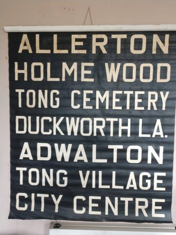 Very rare Bradford Bus Blind 1960's Allerton Duckworth Lane Tong Adwalton Holme Wood