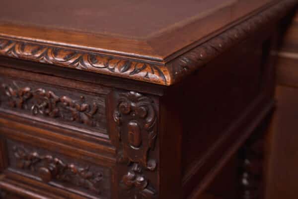 Oak Carved Writing Desk SAI2378 - Image 2