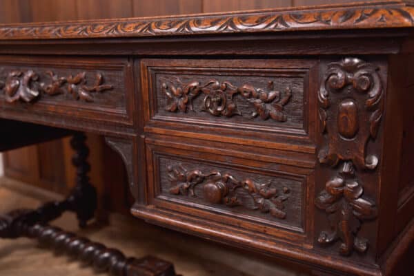 Oak Carved Writing Desk SAI2378 - Image 4
