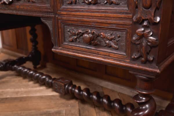 Oak Carved Writing Desk SAI2378 - Image 5