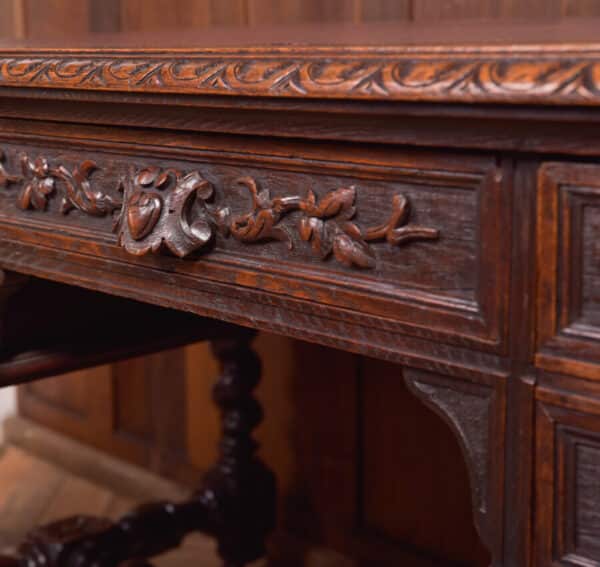 Oak Carved Writing Desk SAI2378 - Image 8