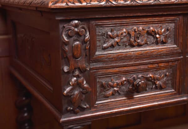 Oak Carved Writing Desk SAI2378 - Image 9