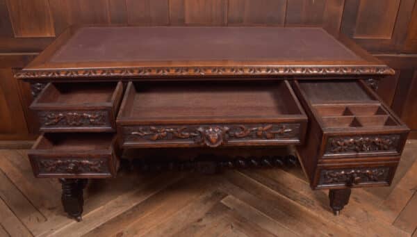 Oak Carved Writing Desk SAI2378 - Image 16