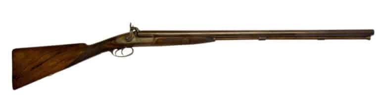 A Double Barrelled 12 Bore Percussion Fowling Piece Antique Guns A Double Barrelled 12 Bore Percussion Fowling Piece