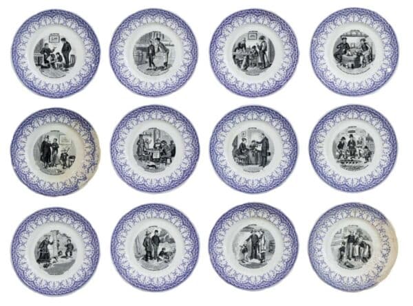 A numbered set (1-12) of french late 19th century pottery plates Antique Ceramics 3