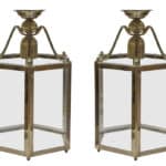 A pair of brass lanterns in the Georgian style Antique Lighting