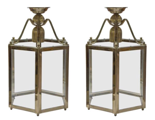 A pair of brass lanterns in the Georgian style Antique Lighting 3