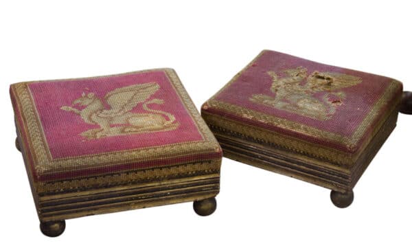 A Pair of Regency Parcel Gilt Footstools Antique Furniture 3