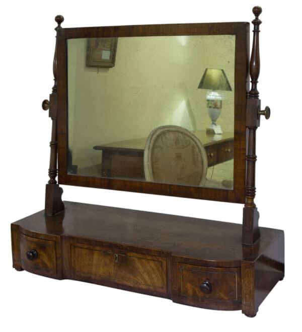 A Regency period mahogany dressing table mirror with 3 drawers to the base with brass string inlay circa 1820 Antique Dressers 3