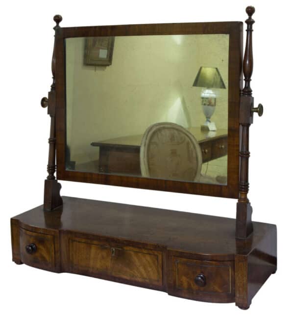 A Regency period mahogany dressing table mirror with 3 drawers to the base with brass string inlay circa 1820