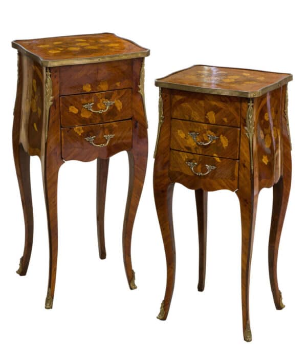 Fine Pair of French Tulipwood and Floral Marquetry Tables Antique Furniture 3