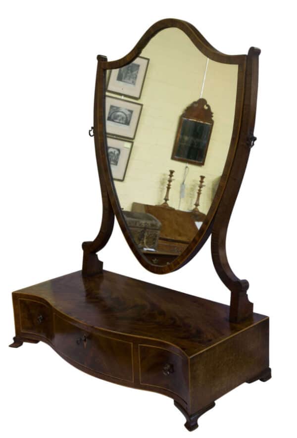 George III Serpentine Figured Mahogany Box Base Mirror Antique Dressers 3