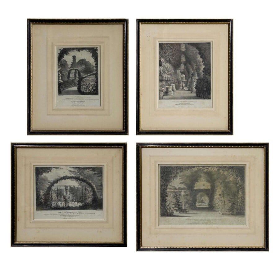 Set of 4 lithographs of the famous gardens of Knowle Cottage Sidmouth