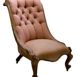 Victorian Walnut Slipper back Nursing Chair Antique Chairs