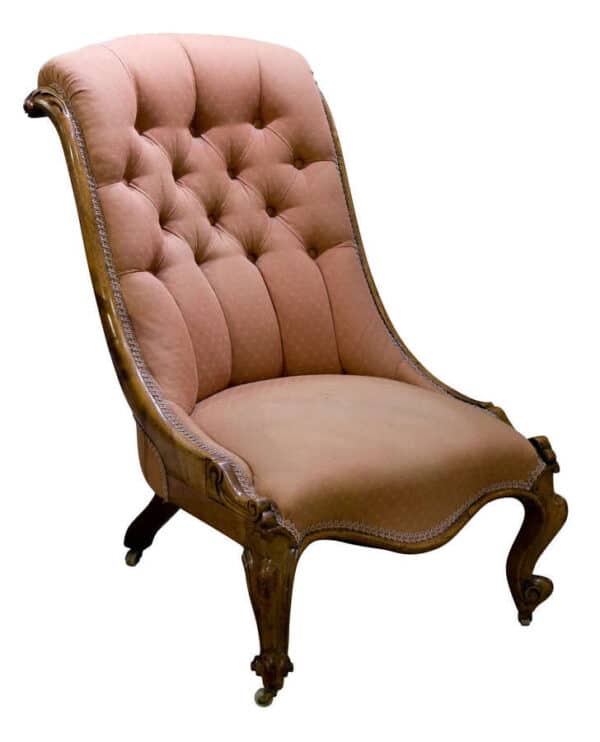Victorian Walnut Slipper back Nursing Chair Antique Chairs 3