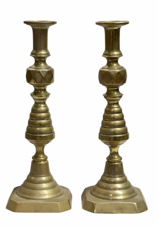 A large pair of Victorian Brass “Ace of Diamonds” candlesticks brass Antique Lighting 3