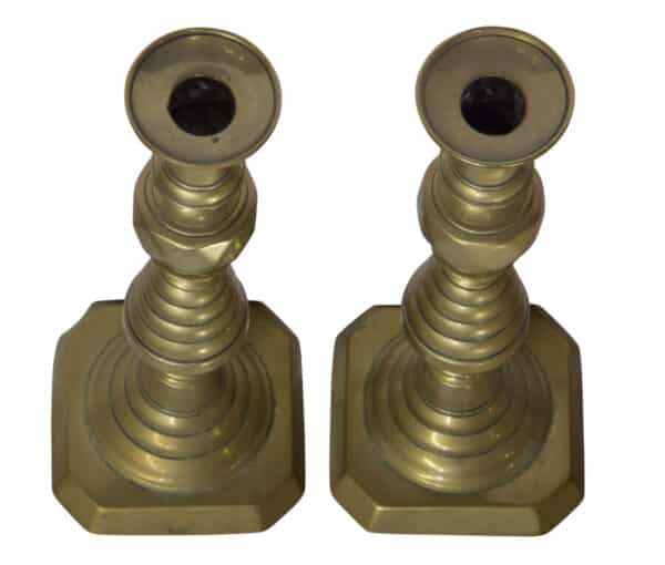 A large pair of Victorian Brass "Ace of Diamonds" candlesticks - Image 2