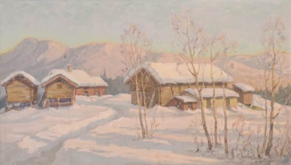 Post Impressionist Swedish Snowscape With Soft Golden Light