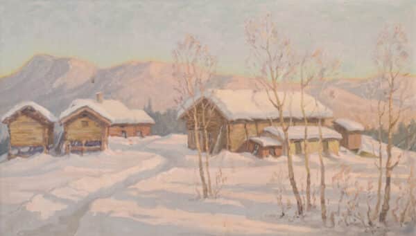 Post Impressionist Swedish Snowscape With Soft Golden Light art Antique Art 3