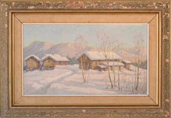 Post Impressionist Swedish Snowscape With Soft Golden Light art Antique Art 4