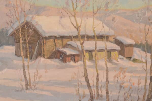 Post Impressionist Swedish Snowscape With Soft Golden Light - Image 3