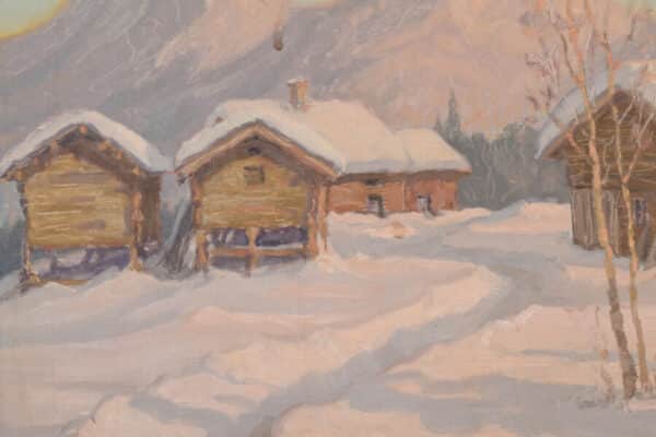 Post Impressionist Swedish Snowscape With Soft Golden Light art Antique Art 6