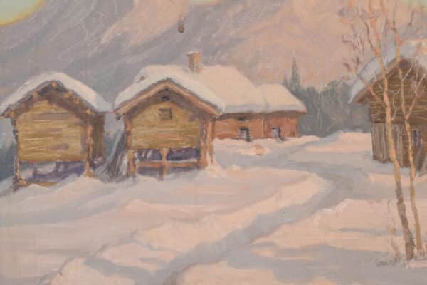 Post Impressionist Swedish Snowscape With Soft Golden Light - Image 4